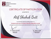 QEC representatives attended a capacity building session on “Analysis of Faculty and Course Evaluation Survey” held on December 22nd, 2022 at IBA Karachi, City Campus.